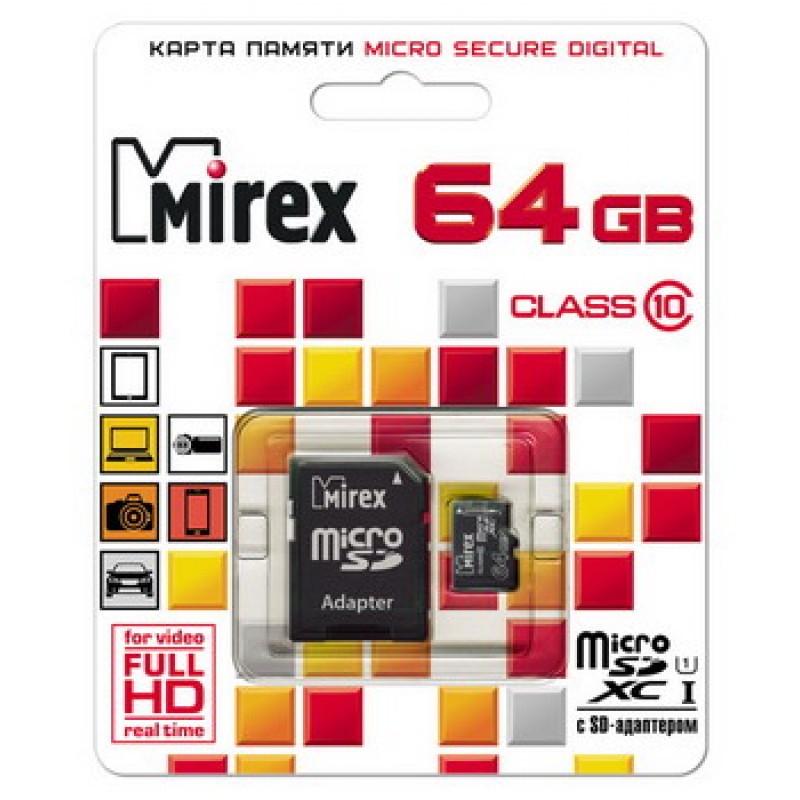 Mirex карта памяти microsdxc 64 гб 13613 ad10sd64